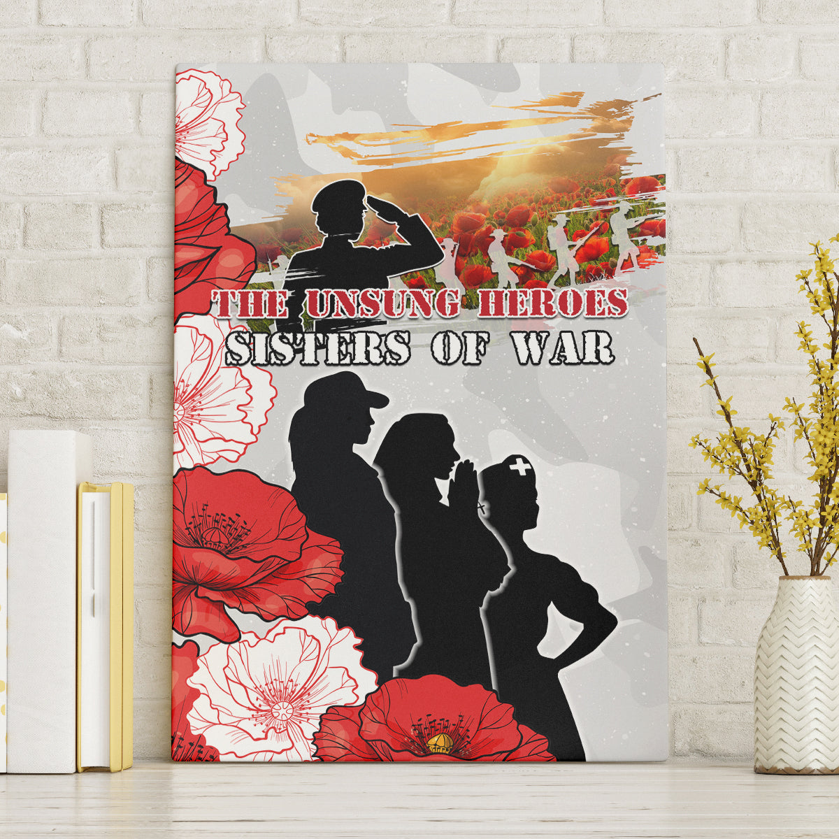New Zealand ANZAC Day Canvas Wall Art The Unsung Heroes Sisters of War LT05 Without Frame White - Polynesian Pride