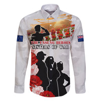 New Zealand ANZAC Day Family Matching Long Sleeve Bodycon Dress and Hawaiian Shirt The Unsung Heroes Sisters of War LT05 Dad's Shirt - Long Sleeve White - Polynesian Pride