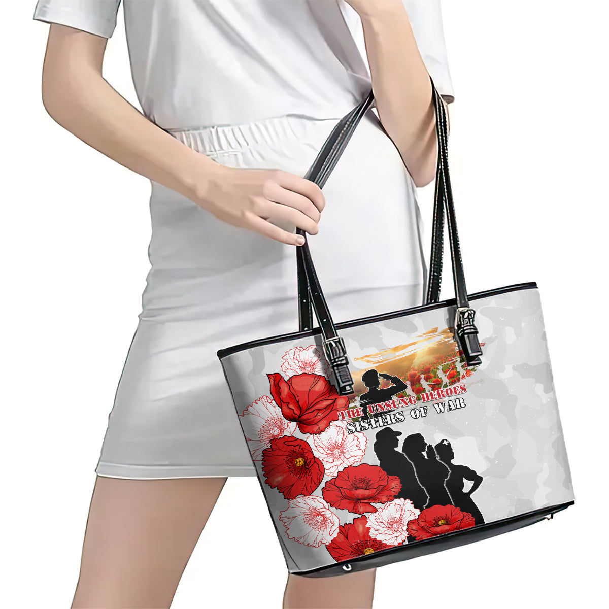 New Zealand ANZAC Day Leather Tote Bag The Unsung Heroes Sisters of War LT05 - Polynesian Pride