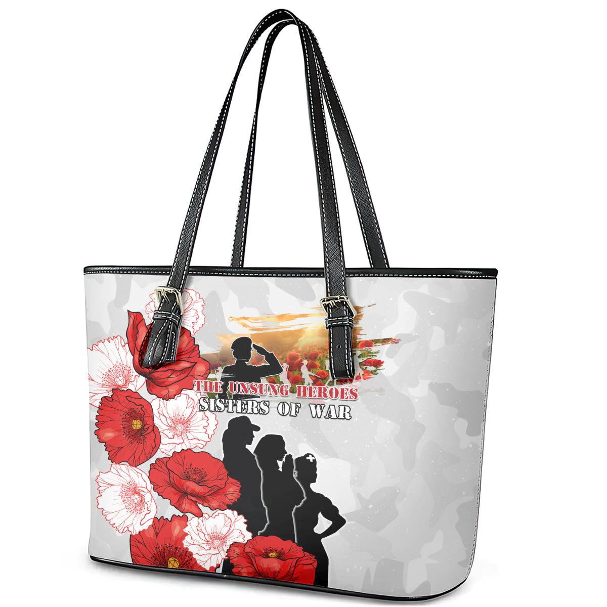 New Zealand ANZAC Day Leather Tote Bag The Unsung Heroes Sisters of War LT05 - Polynesian Pride