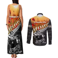 New Zealand ANZAC Rugby Couples Matching Tank Maxi Dress and Long Sleeve Button Shirt Soldier Fern With Kiwi Bird LT05 - Polynesian Pride
