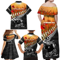 New Zealand ANZAC Rugby Family Matching Off Shoulder Maxi Dress and Hawaiian Shirt Soldier Fern With Kiwi Bird LT05 - Polynesian Pride