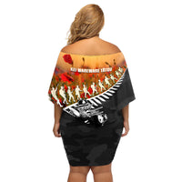 New Zealand ANZAC Rugby Family Matching Off Shoulder Short Dress and Hawaiian Shirt Soldier Fern With Kiwi Bird LT05 - Polynesian Pride