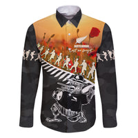 New Zealand ANZAC Rugby Family Matching Puletasi and Hawaiian Shirt Soldier Fern With Kiwi Bird LT05 Dad's Shirt - Long Sleeve Black - Polynesian Pride