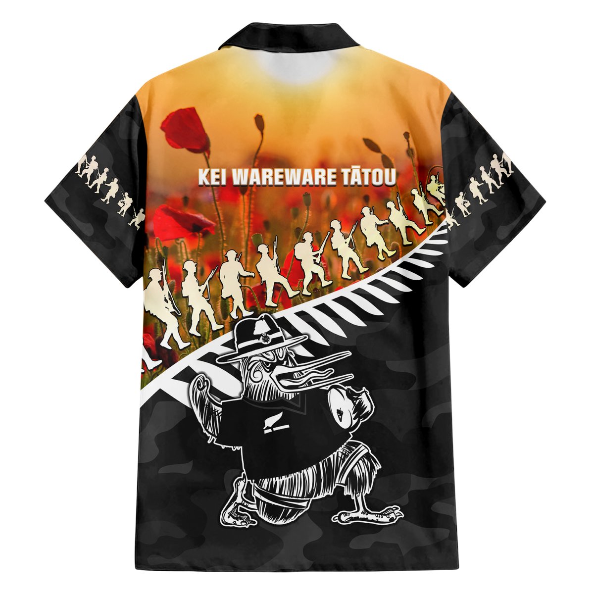 New Zealand ANZAC Rugby Hawaiian Shirt Soldier Fern With Kiwi Bird LT05 - Polynesian Pride