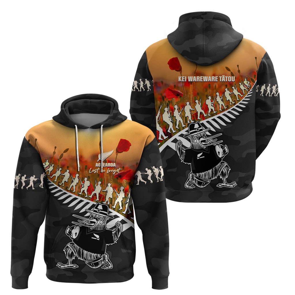 New Zealand ANZAC Rugby Hoodie Soldier Fern With Kiwi Bird LT05 - Polynesian Pride