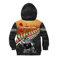 New Zealand ANZAC Rugby Kid Hoodie Soldier Fern With Kiwi Bird LT05 - Polynesian Pride