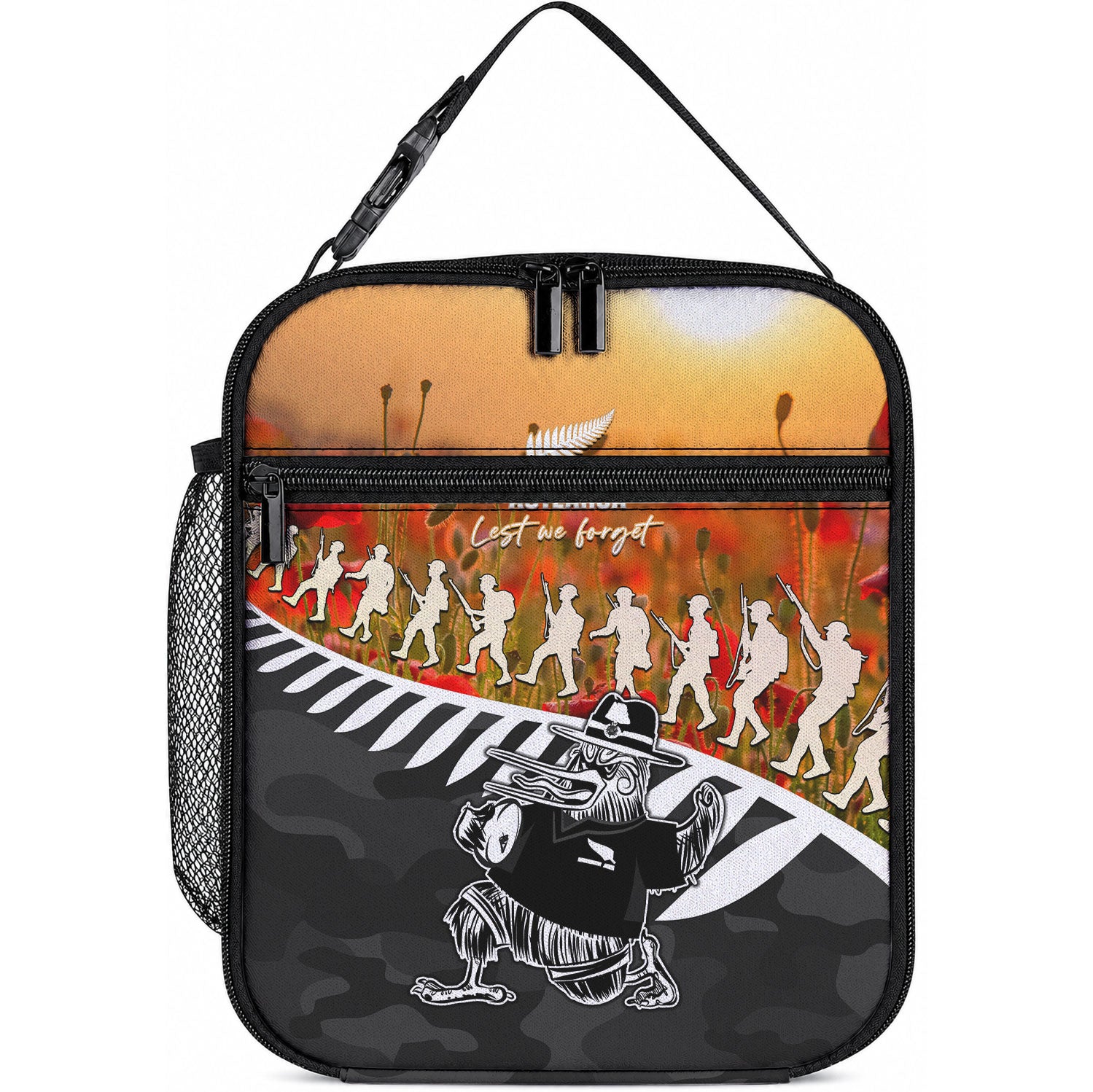 New Zealand ANZAC Rugby Lunch Bag Soldier Fern With Kiwi Bird