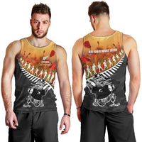 New Zealand ANZAC Rugby Men Tank Top Soldier Fern With Kiwi Bird LT05 - Polynesian Pride