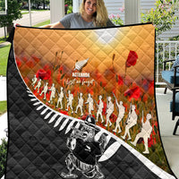 New Zealand ANZAC Rugby Quilt Soldier Fern With Kiwi Bird LT05 Black - Polynesian Pride