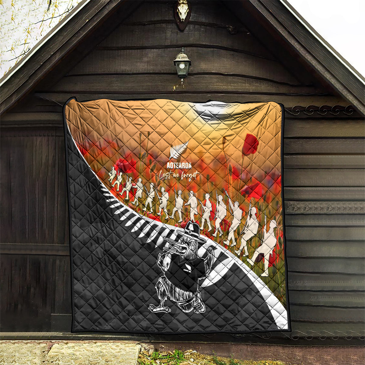 New Zealand ANZAC Rugby Quilt Soldier Fern With Kiwi Bird LT05 - Polynesian Pride