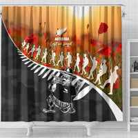 New Zealand ANZAC Rugby Shower Curtain Soldier Fern With Kiwi Bird LT05 - Polynesian Pride