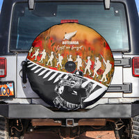 New Zealand ANZAC Rugby Spare Tire Cover Soldier Fern With Kiwi Bird LT05 Black - Polynesian Pride