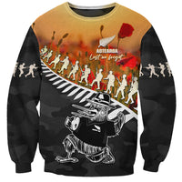 New Zealand ANZAC Rugby Sweatshirt Soldier Fern With Kiwi Bird LT05 Unisex Black - Polynesian Pride