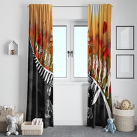 New Zealand ANZAC Rugby Window Curtain Soldier Fern With Kiwi Bird LT05 - Polynesian Pride
