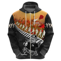 New Zealand ANZAC Rugby Zip Hoodie Soldier Fern With Kiwi Bird LT05 - Polynesian Pride
