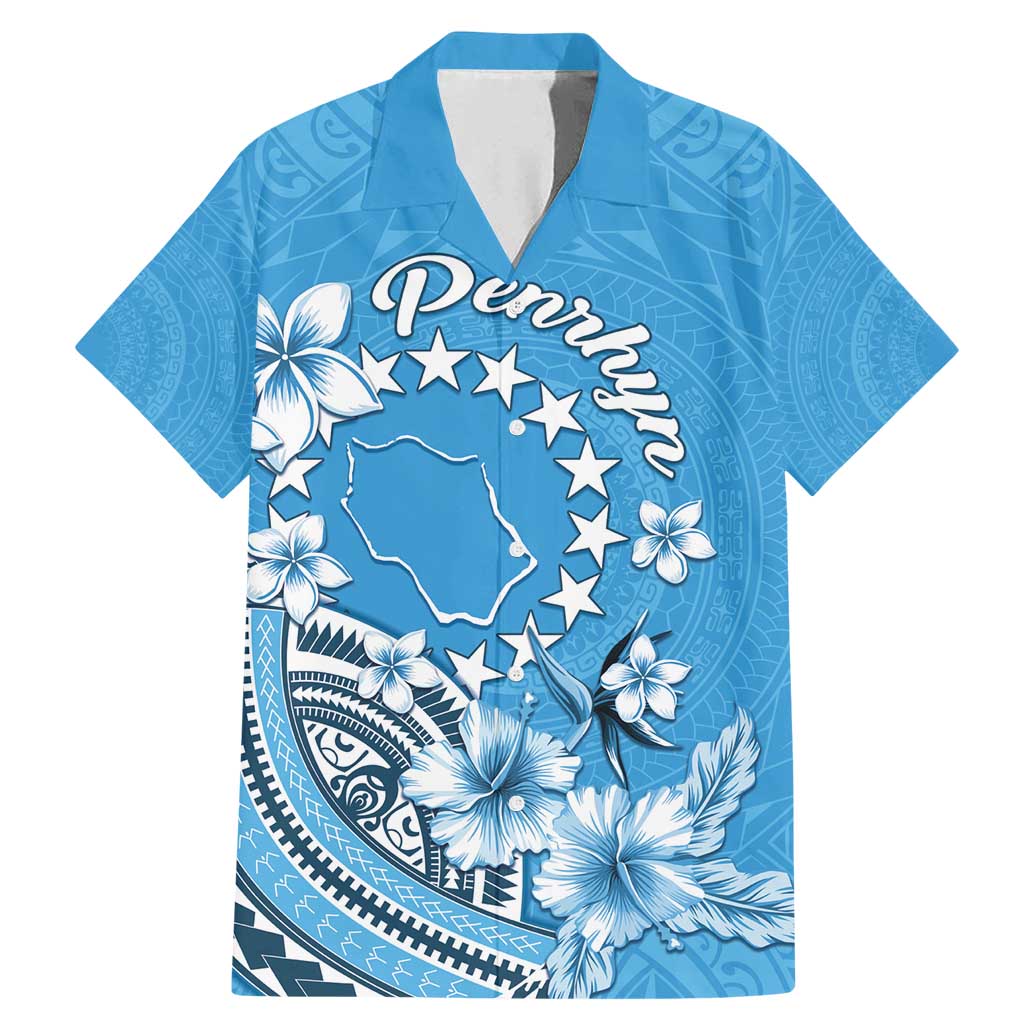 Personalised Penrhyn Gospel Day Family Matching Mermaid Dress and Hawaiian Shirt Cook Islands Tribal Pattern LT05 Dad's Shirt - Short Sleeve Blue - Polynesian Pride