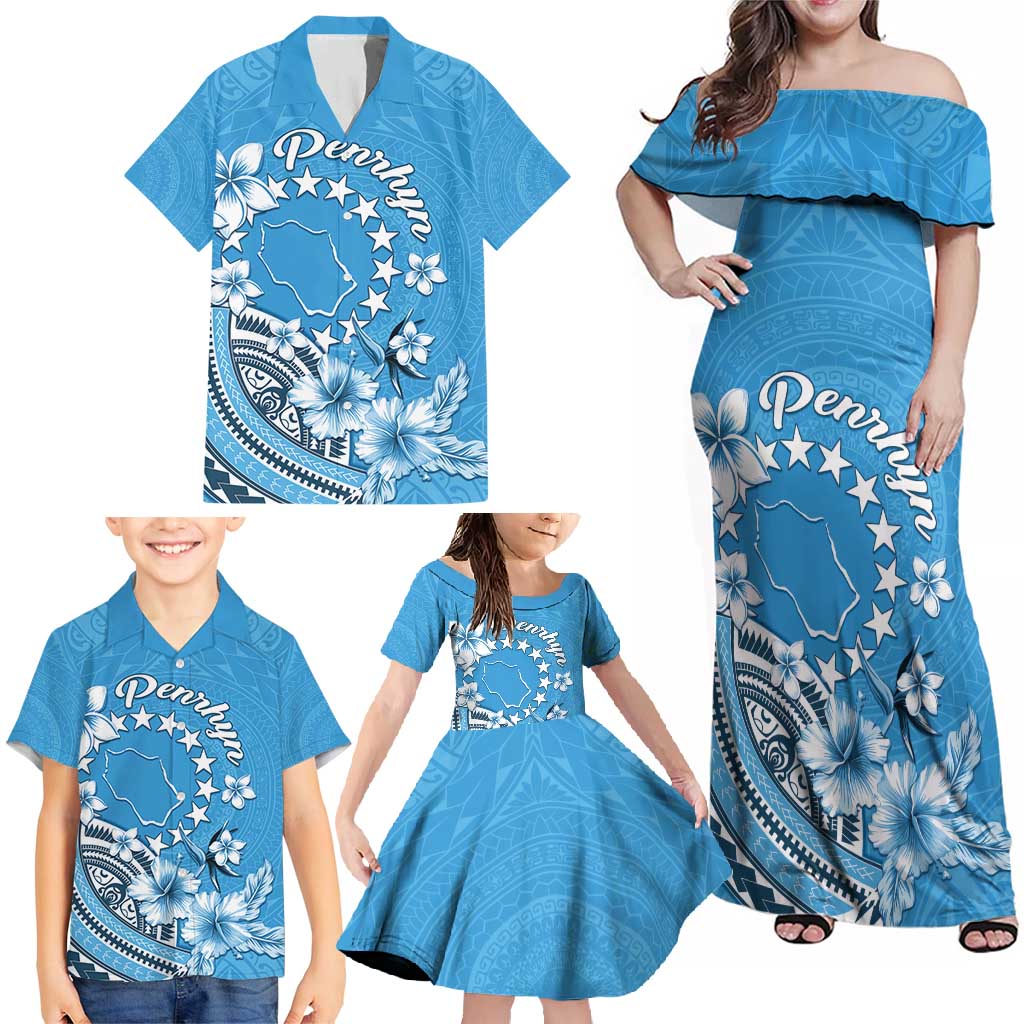 Personalised Penrhyn Gospel Day Family Matching Off Shoulder Maxi Dress and Hawaiian Shirt Cook Islands Tribal Pattern LT05 - Polynesian Pride