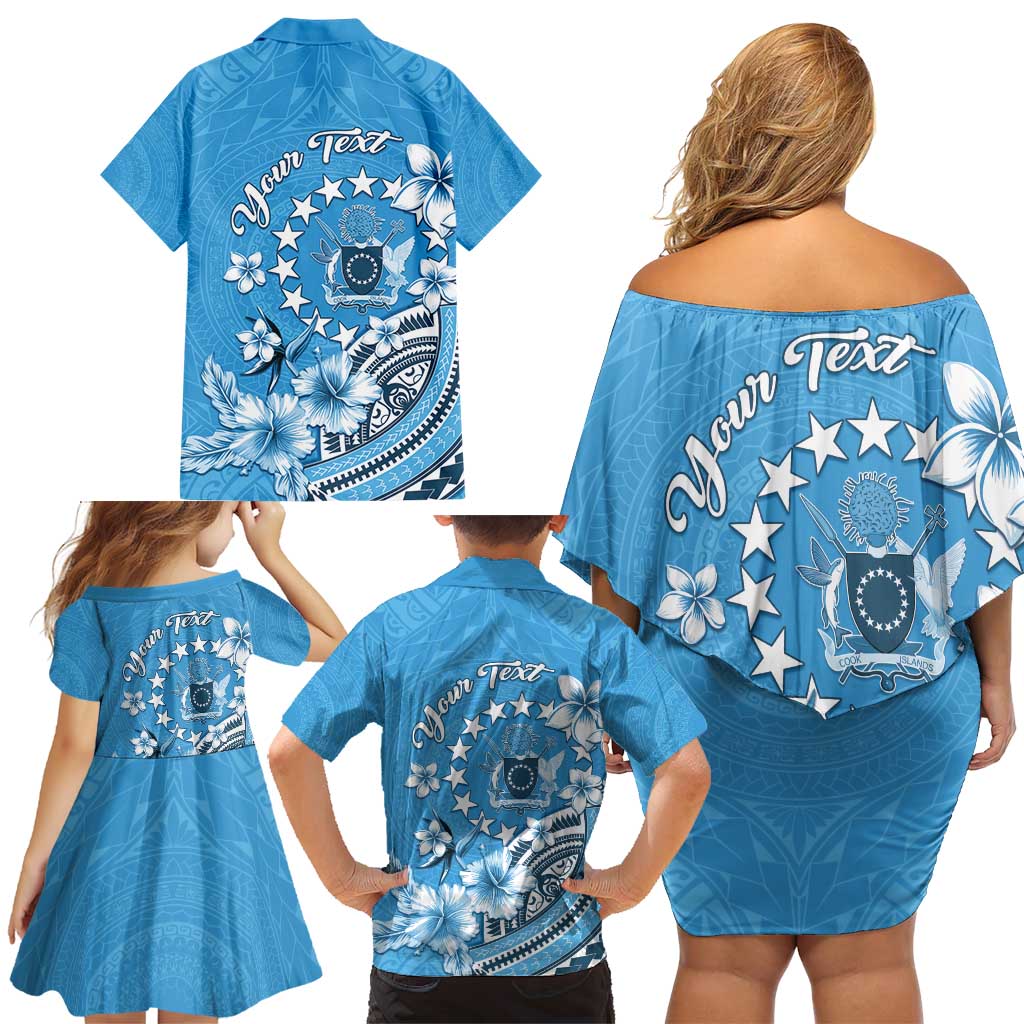 Personalised Penrhyn Gospel Day Family Matching Off Shoulder Short Dress and Hawaiian Shirt Cook Islands Tribal Pattern LT05 - Polynesian Pride
