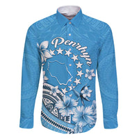Personalised Penrhyn Gospel Day Family Matching Short Sleeve Bodycon Dress and Hawaiian Shirt Cook Islands Tribal Pattern LT05 Dad's Shirt - Long Sleeve Blue - Polynesian Pride