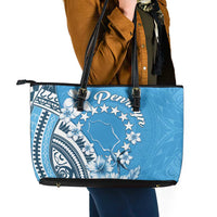 Penrhyn Gospel Day Leather Tote Bag Cook Islands Tribal Pattern LT05 - Polynesian Pride