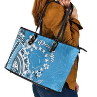 Penrhyn Gospel Day Leather Tote Bag Cook Islands Tribal Pattern LT05 - Polynesian Pride