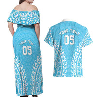 Custom Cook Islands Mauke Couples Matching Off Shoulder Maxi Dress and Hawaiian Shirt Polynesian Tribal Tattoo LT05 - Polynesian Pride