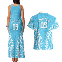 Custom Cook Islands Mauke Couples Matching Tank Maxi Dress and Hawaiian Shirt Polynesian Tribal Tattoo LT05 - Polynesian Pride