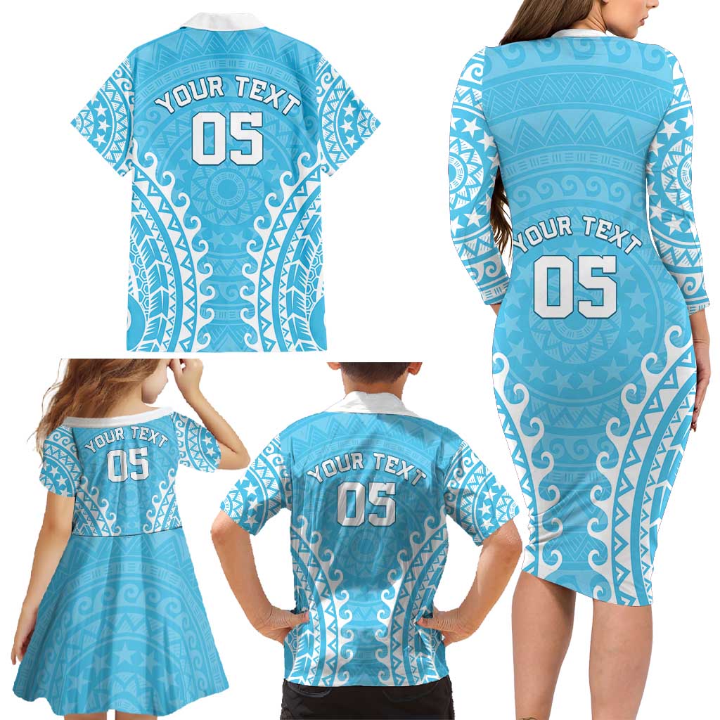 Custom Cook Islands Mauke Family Matching Long Sleeve Bodycon Dress and Hawaiian Shirt Polynesian Tribal Tattoo LT05 - Polynesian Pride