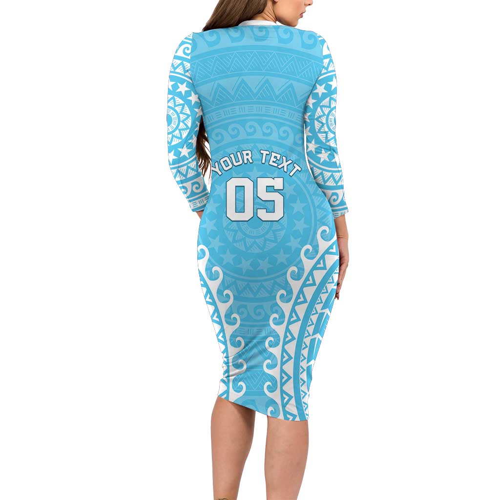 Custom Cook Islands Mauke Family Matching Long Sleeve Bodycon Dress and Hawaiian Shirt Polynesian Tribal Tattoo LT05 - Polynesian Pride