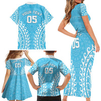 Custom Cook Islands Mauke Family Matching Short Sleeve Bodycon Dress and Hawaiian Shirt Polynesian Tribal Tattoo LT05 - Polynesian Pride