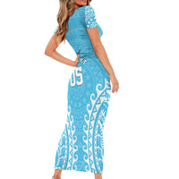 Custom Cook Islands Mauke Family Matching Short Sleeve Bodycon Dress and Hawaiian Shirt Polynesian Tribal Tattoo LT05 - Polynesian Pride