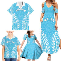 Custom Cook Islands Mauke Family Matching Summer Maxi Dress and Hawaiian Shirt Polynesian Tribal Tattoo LT05 - Polynesian Pride