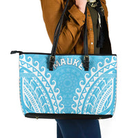 Custom Cook Islands Mauke Leather Tote Bag Polynesian Tribal Tattoo