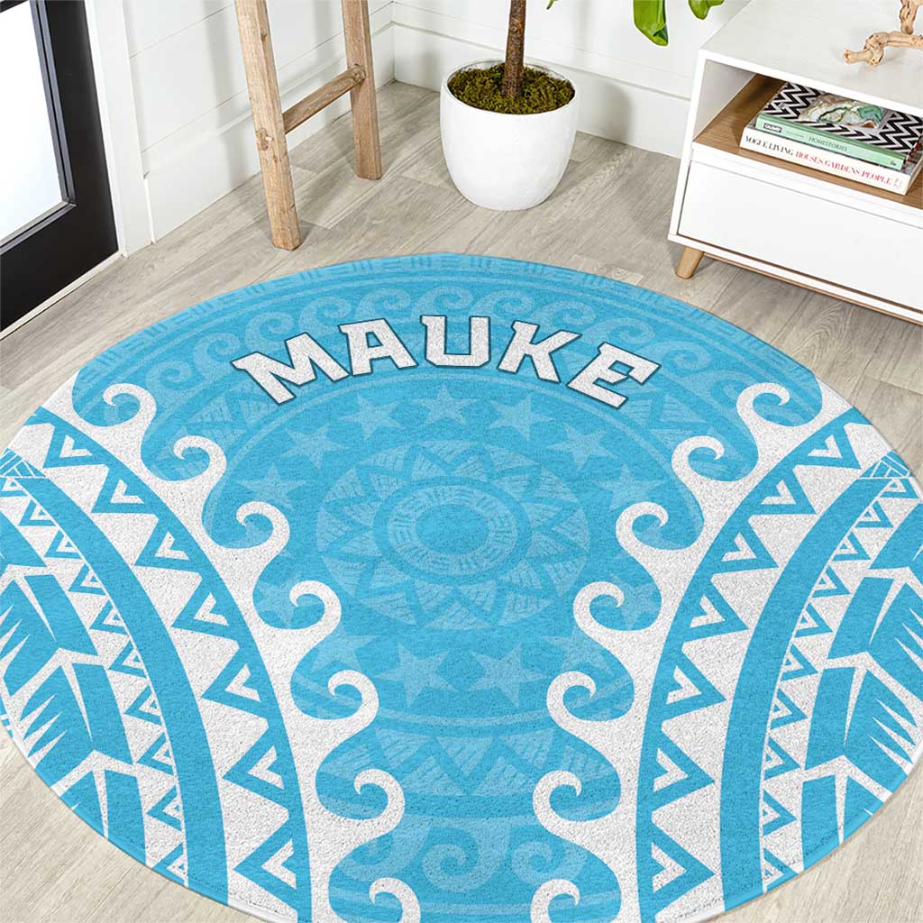 Cook Islands Mauke Round Carpet Polynesian Tribal Tattoo LT05 Baby Blue - Polynesian Pride