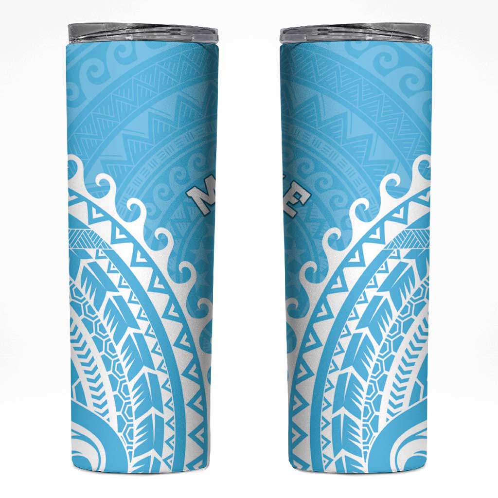 Cook Islands Mauke Skinny Tumbler Polynesian Tribal Tattoo LT05 Baby Blue - Polynesian Pride