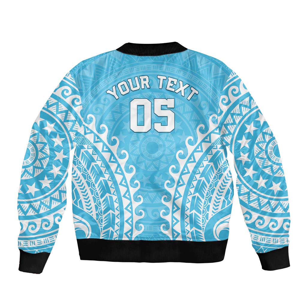 Custom Cook Islands Mauke Sleeve Zip Bomber Jacket Polynesian Tribal Tattoo