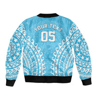 Custom Cook Islands Mauke Sleeve Zip Bomber Jacket Polynesian Tribal Tattoo