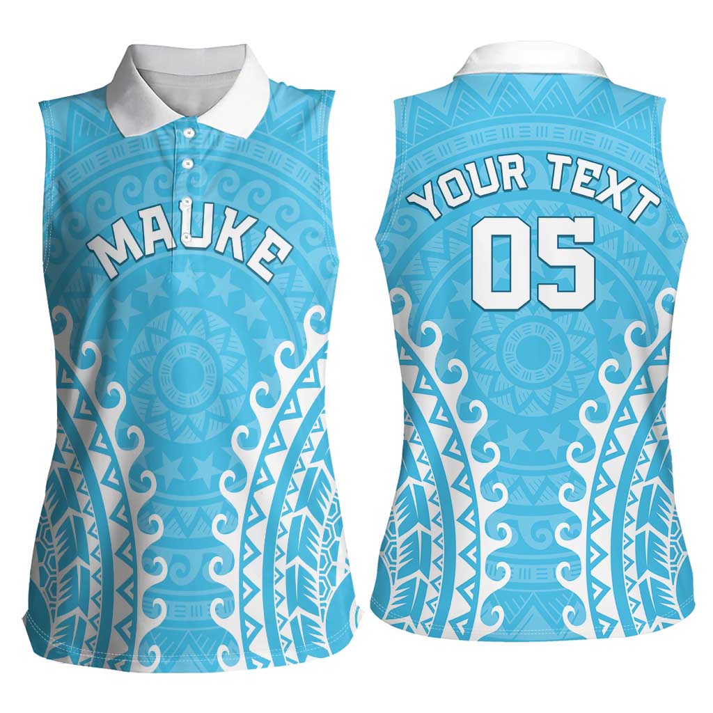 Custom Cook Islands Mauke Women Sleeveless Polo Shirt Polynesian Tribal Tattoo LT05 - Polynesian Pride