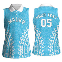 Custom Cook Islands Mauke Women Sleeveless Polo Shirt Polynesian Tribal Tattoo LT05 - Polynesian Pride