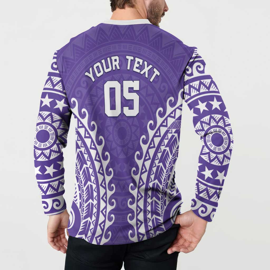 Custom Cook Islands Rarotonga Button Sweatshirt Polynesian Tribal Tattoo