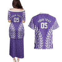 Custom Cook Islands Rarotonga Couples Matching Puletasi and Hawaiian Shirt Polynesian Tribal Tattoo LT05 - Polynesian Pride
