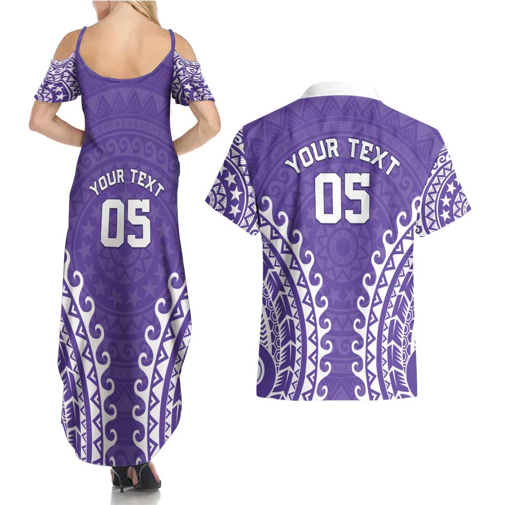 Custom Cook Islands Rarotonga Couples Matching Summer Maxi Dress and Hawaiian Shirt Polynesian Tribal Tattoo LT05 - Polynesian Pride
