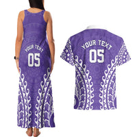 Custom Cook Islands Rarotonga Couples Matching Tank Maxi Dress and Hawaiian Shirt Polynesian Tribal Tattoo LT05 - Polynesian Pride