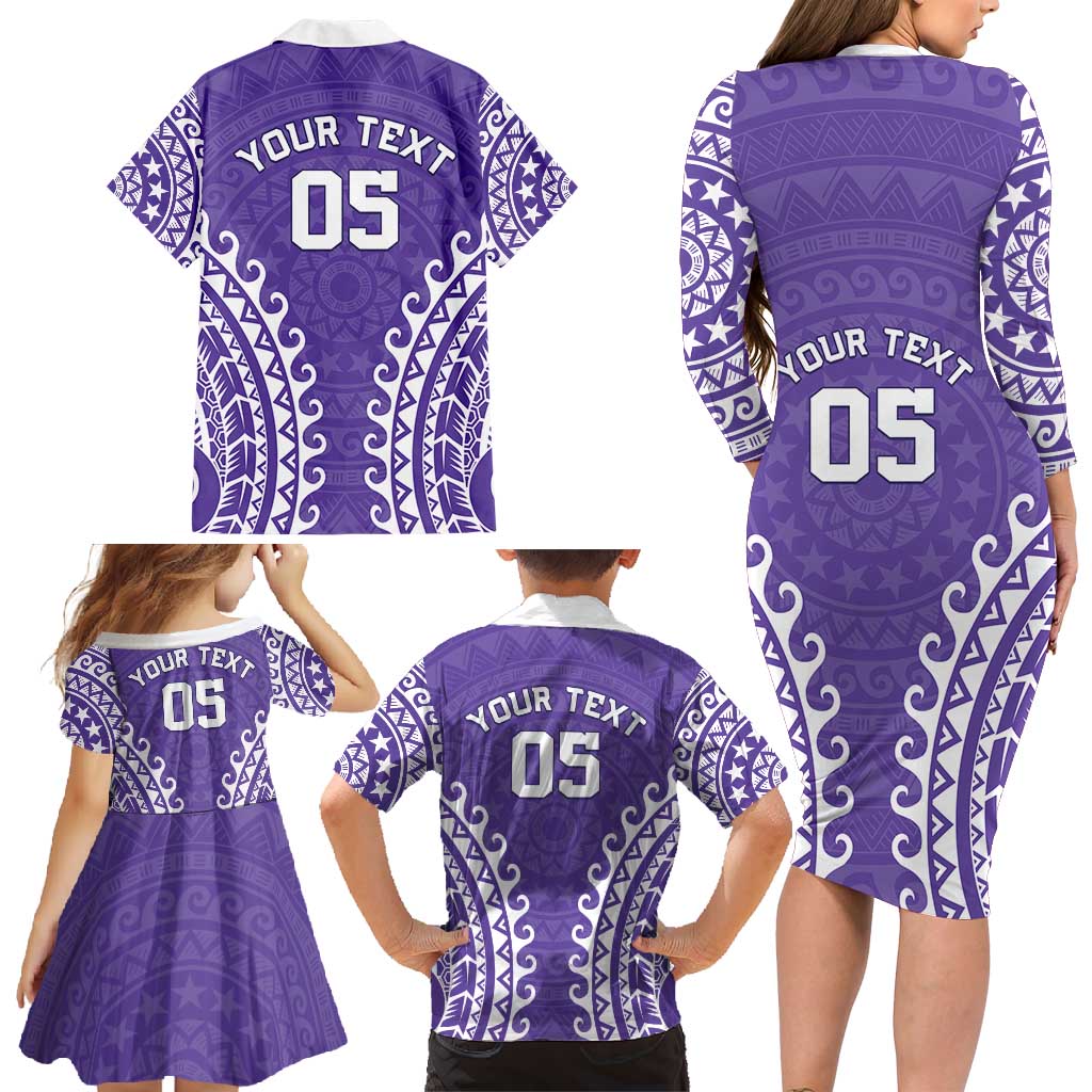 Custom Cook Islands Rarotonga Family Matching Long Sleeve Bodycon Dress and Hawaiian Shirt Polynesian Tribal Tattoo LT05 - Polynesian Pride