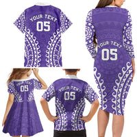 Custom Cook Islands Rarotonga Family Matching Long Sleeve Bodycon Dress and Hawaiian Shirt Polynesian Tribal Tattoo LT05 - Polynesian Pride