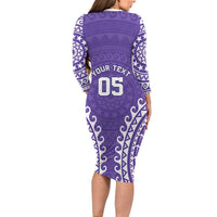 Custom Cook Islands Rarotonga Family Matching Long Sleeve Bodycon Dress and Hawaiian Shirt Polynesian Tribal Tattoo LT05 - Polynesian Pride