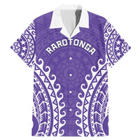 Custom Cook Islands Rarotonga Family Matching Mermaid Dress and Hawaiian Shirt Polynesian Tribal Tattoo LT05 Dad's Shirt - Short Sleeve Purple - Polynesian Pride