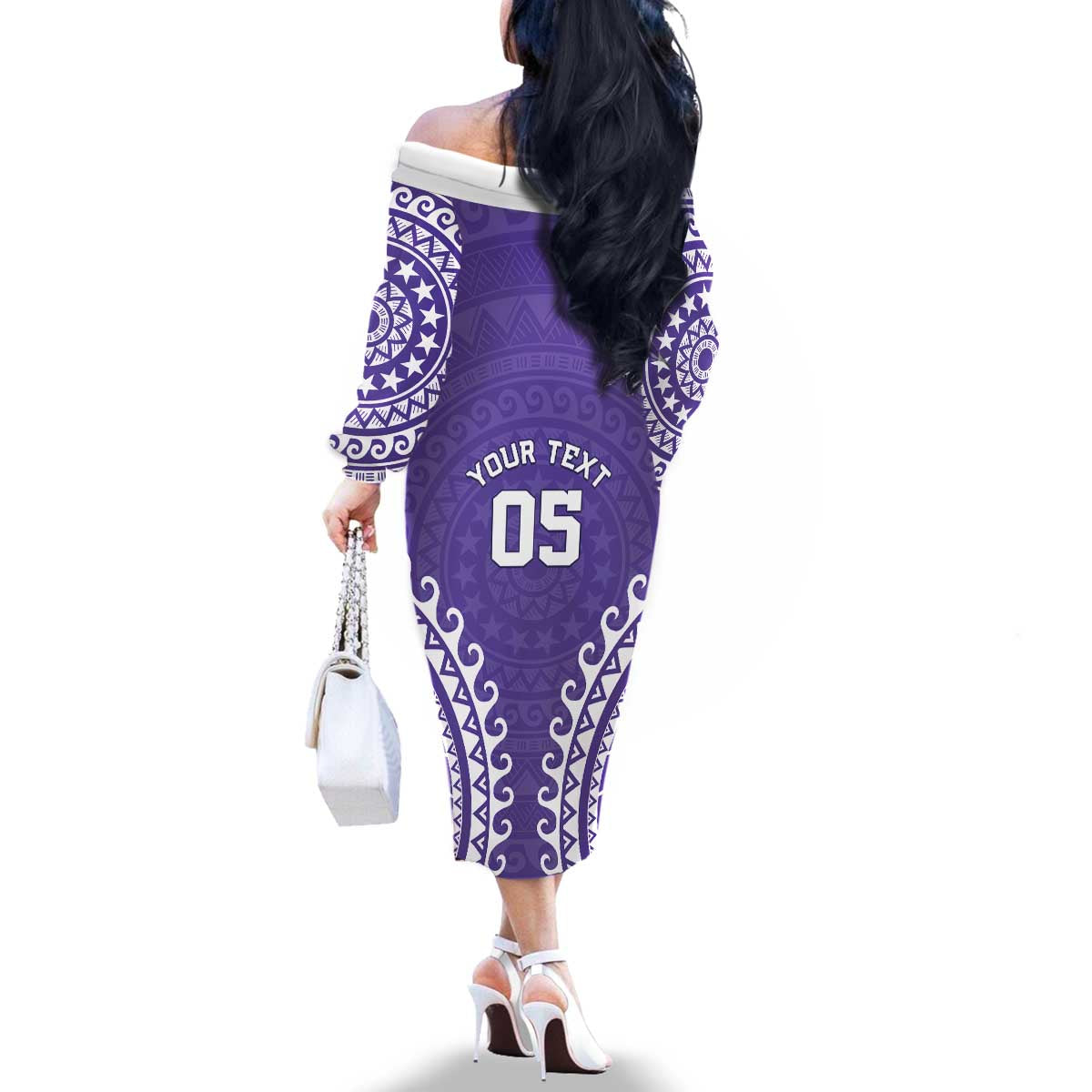 Custom Cook Islands Rarotonga Family Matching Off The Shoulder Long Sleeve Dress and Hawaiian Shirt Polynesian Tribal Tattoo LT05 - Polynesian Pride