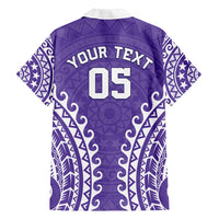 Custom Cook Islands Rarotonga Family Matching Off Shoulder Short Dress and Hawaiian Shirt Polynesian Tribal Tattoo LT05 - Polynesian Pride
